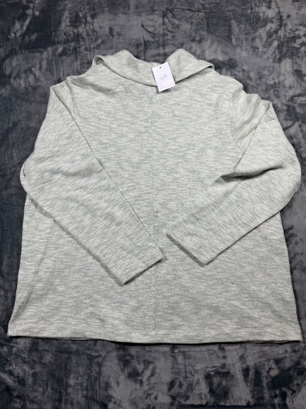 NWT Pure Jill J.Jill Women XL Dark Celadon Heather Collared Knit Pullover - Picture 8 of 8